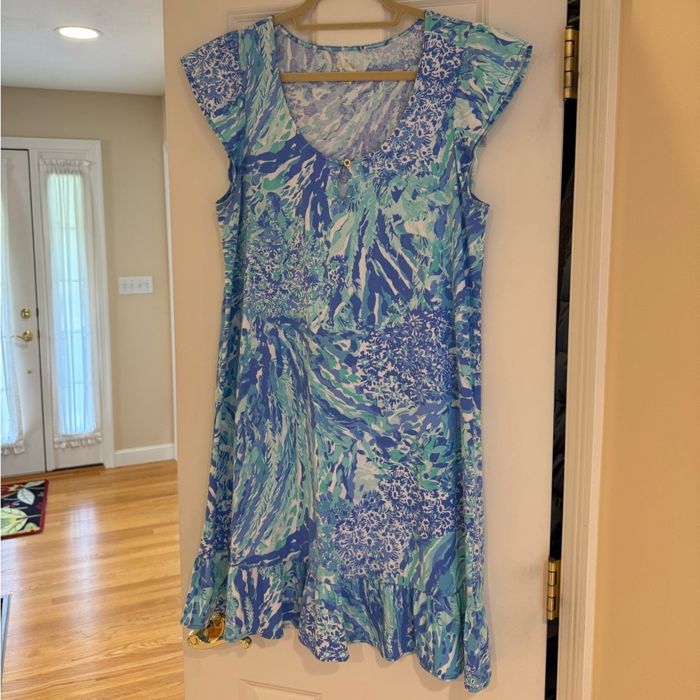 Lilly Pulitzer Oceanic Blue and Green Midi Dress
In great condition